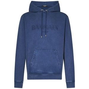 Balmain Dark Blue Vintage Hoodie With Embroidered Logo - NWT